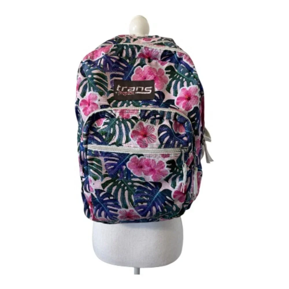 Trans by Jansport Floral Backpack Unisex Large Pink Multicolor School Bag